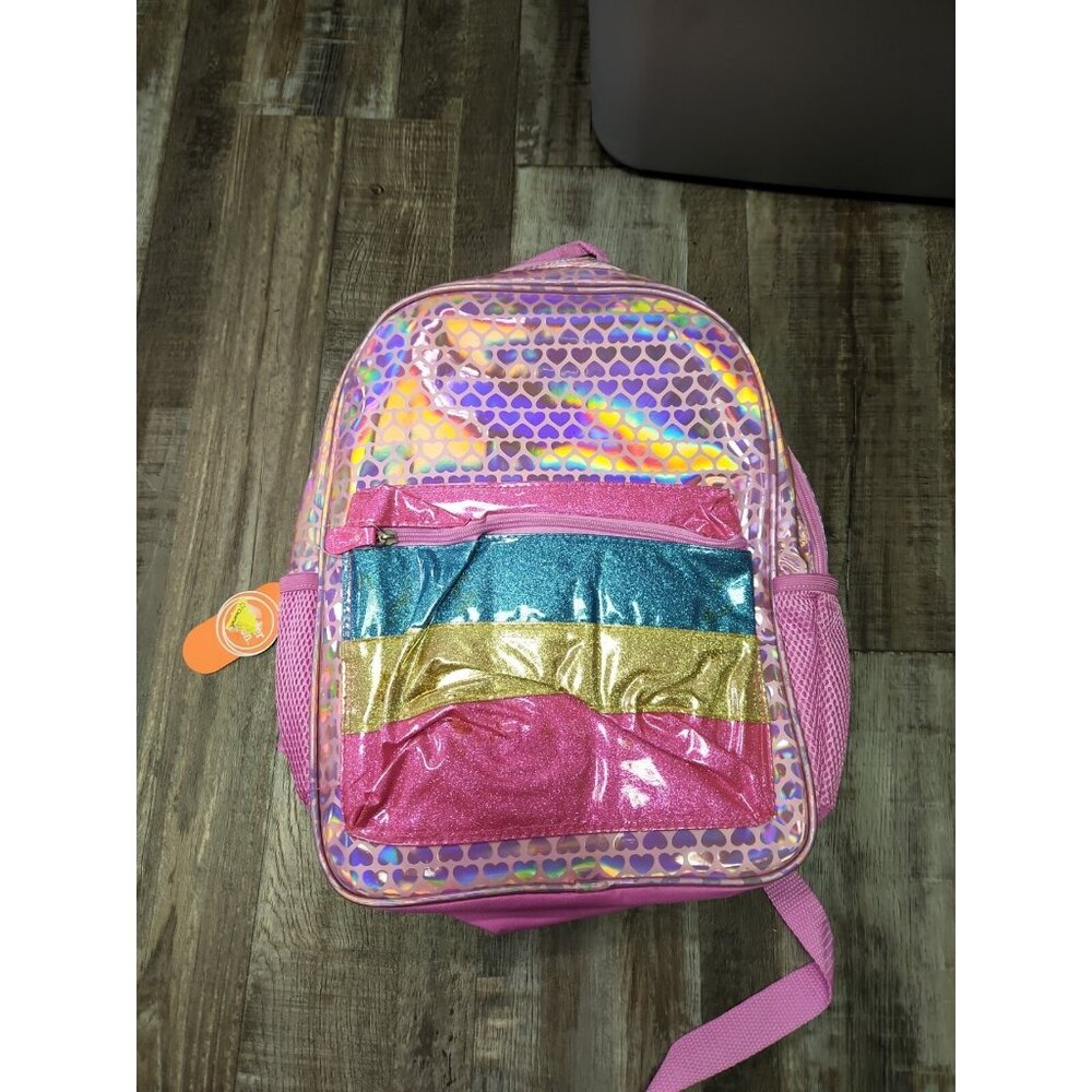 Backpack Pink Glitter Rainbow Kids- Wonder Nation NEW